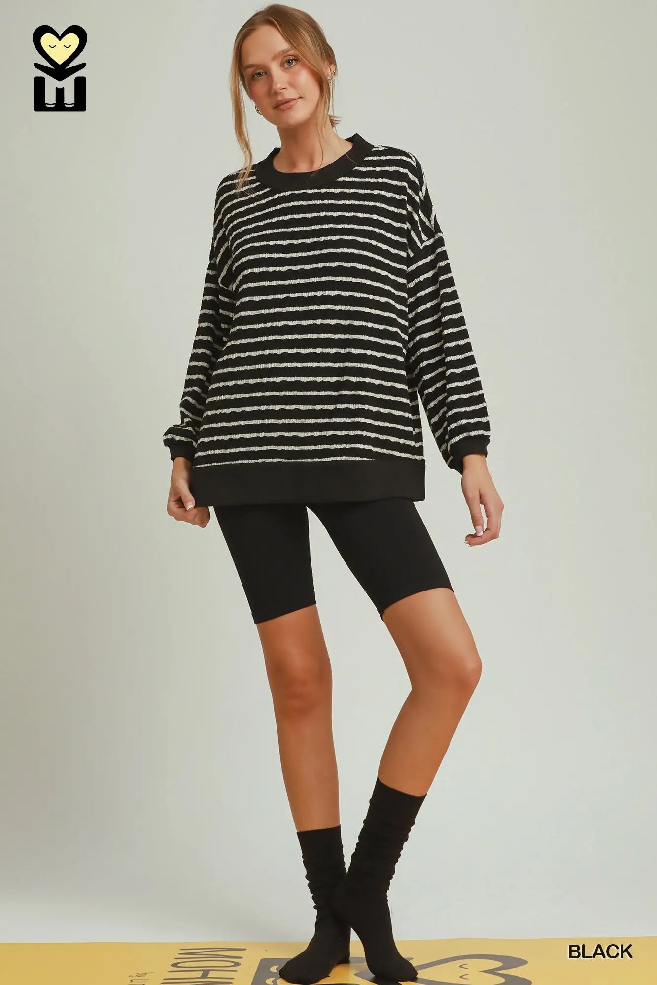 Black & White Stripe Texture Long Sleeve