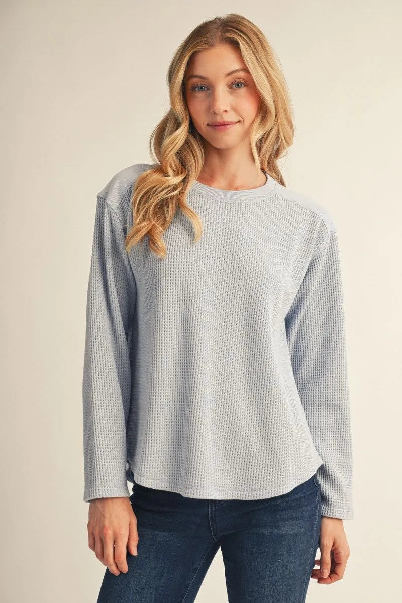 Waffle Long Sleeve: Baby Blue