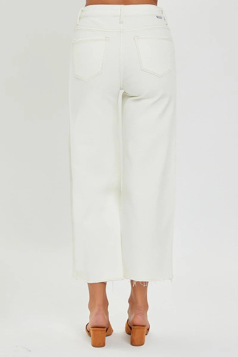 Lila Cream TC HR Crop Wide Leg Risen Jeans