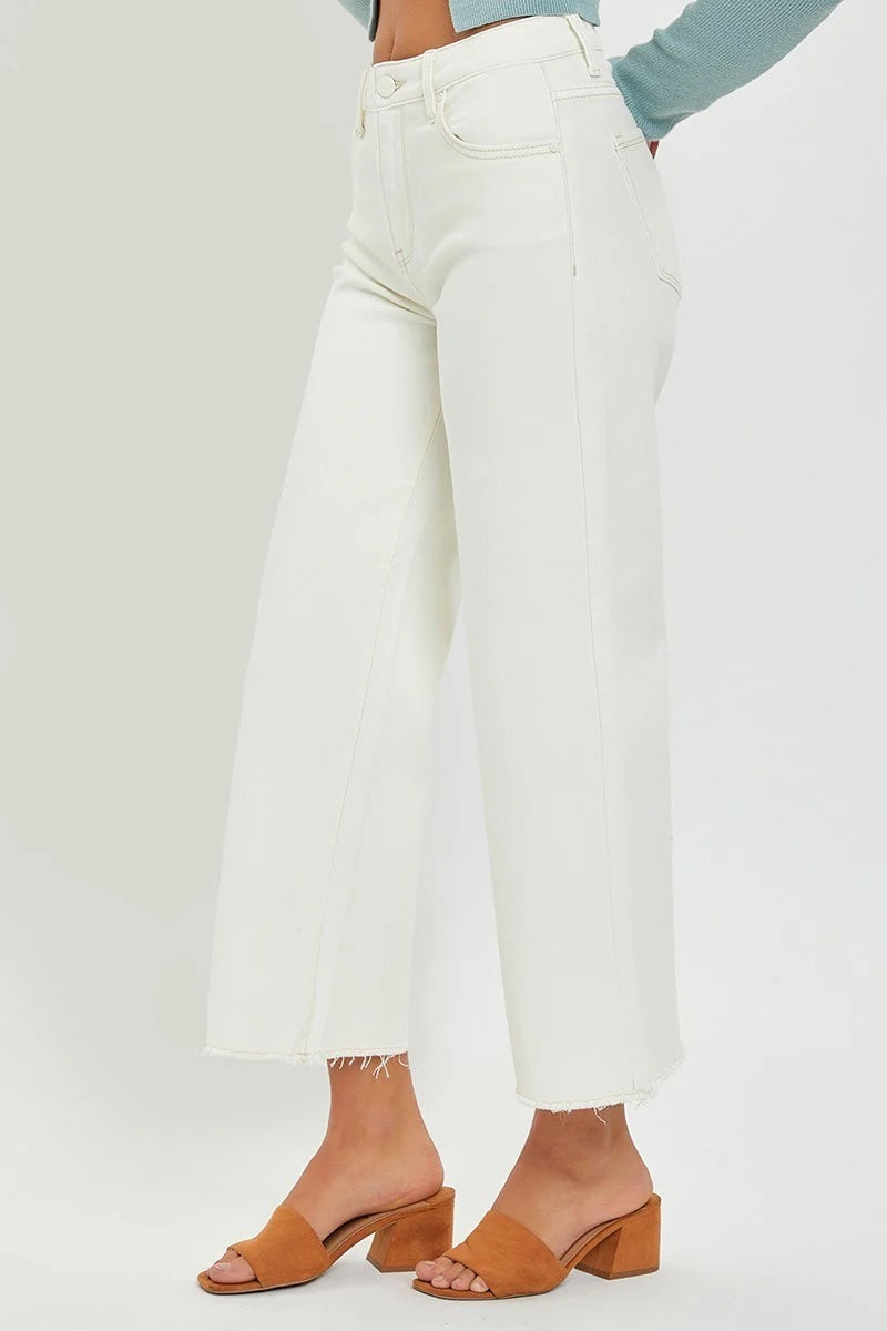 Lila Cream TC HR Crop Wide Leg Risen Jeans