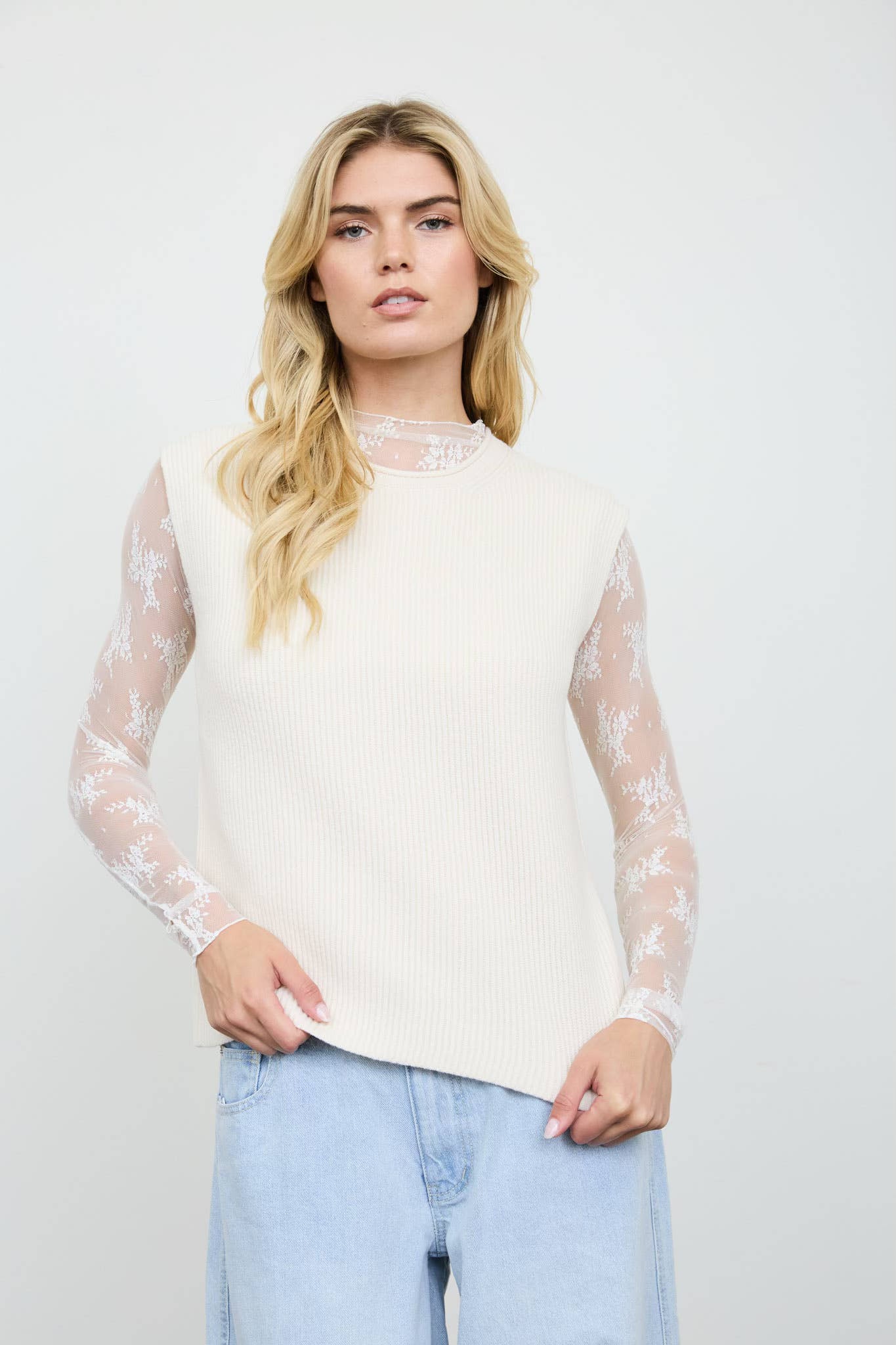 Sleeveless Sweater: Cream