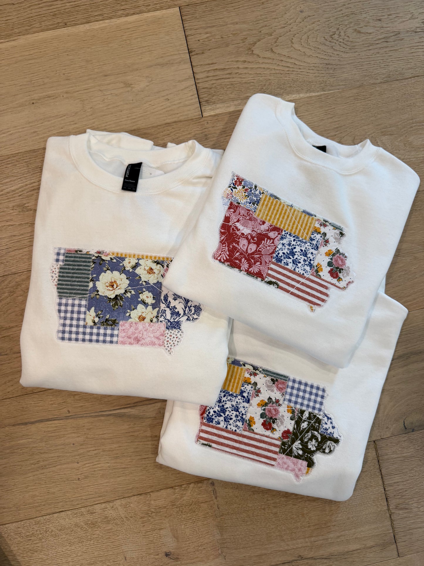 Quilted Patchwork Iowa Sweatshirt - White