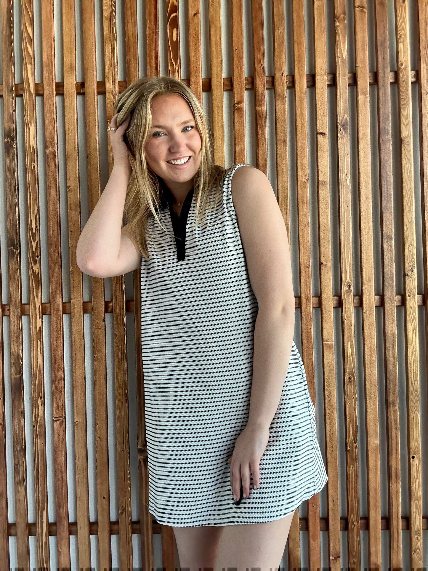 Black & White Striped Collared Dress