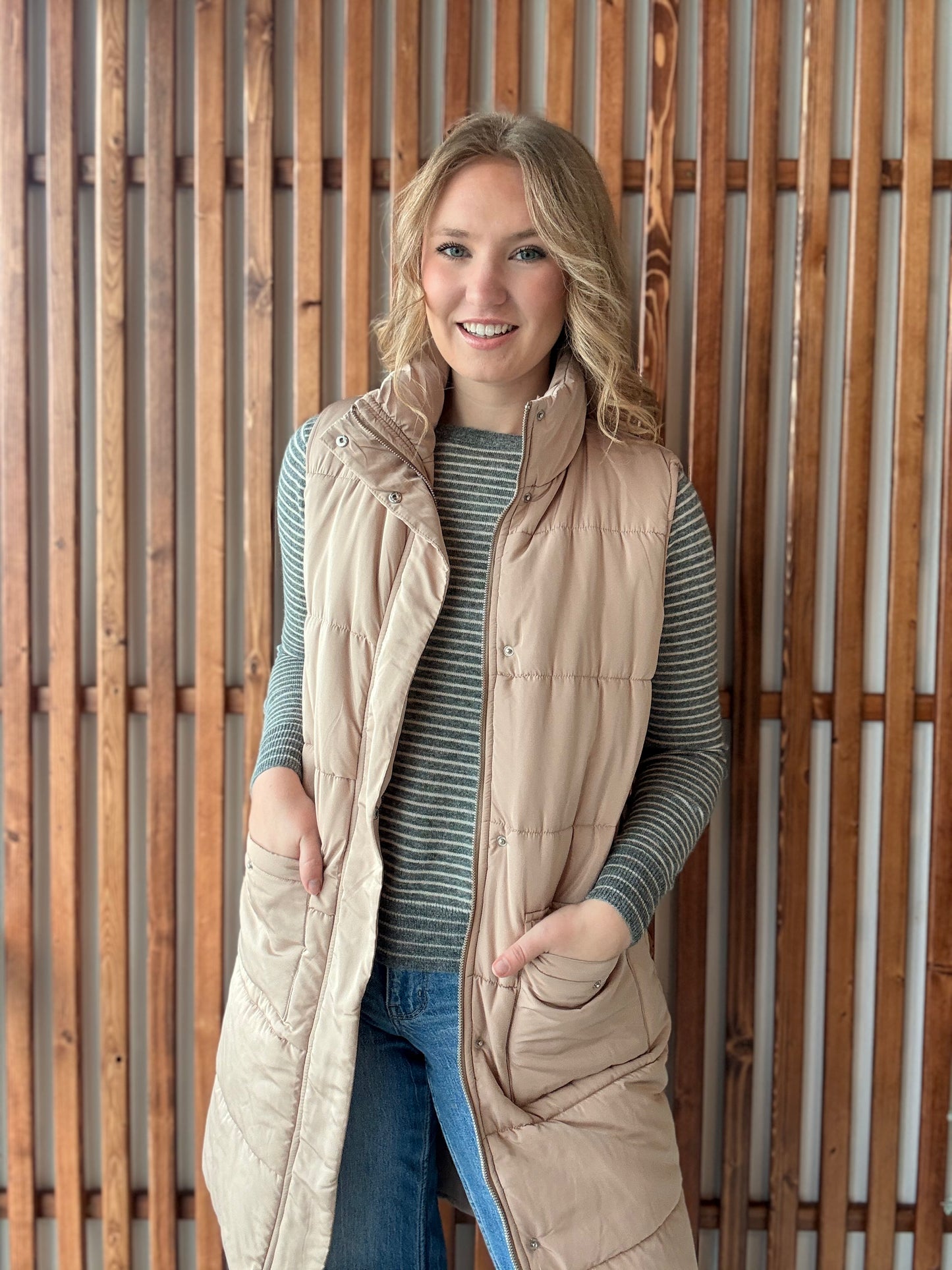 Striped Crew Neck Long Sleeve - Grey