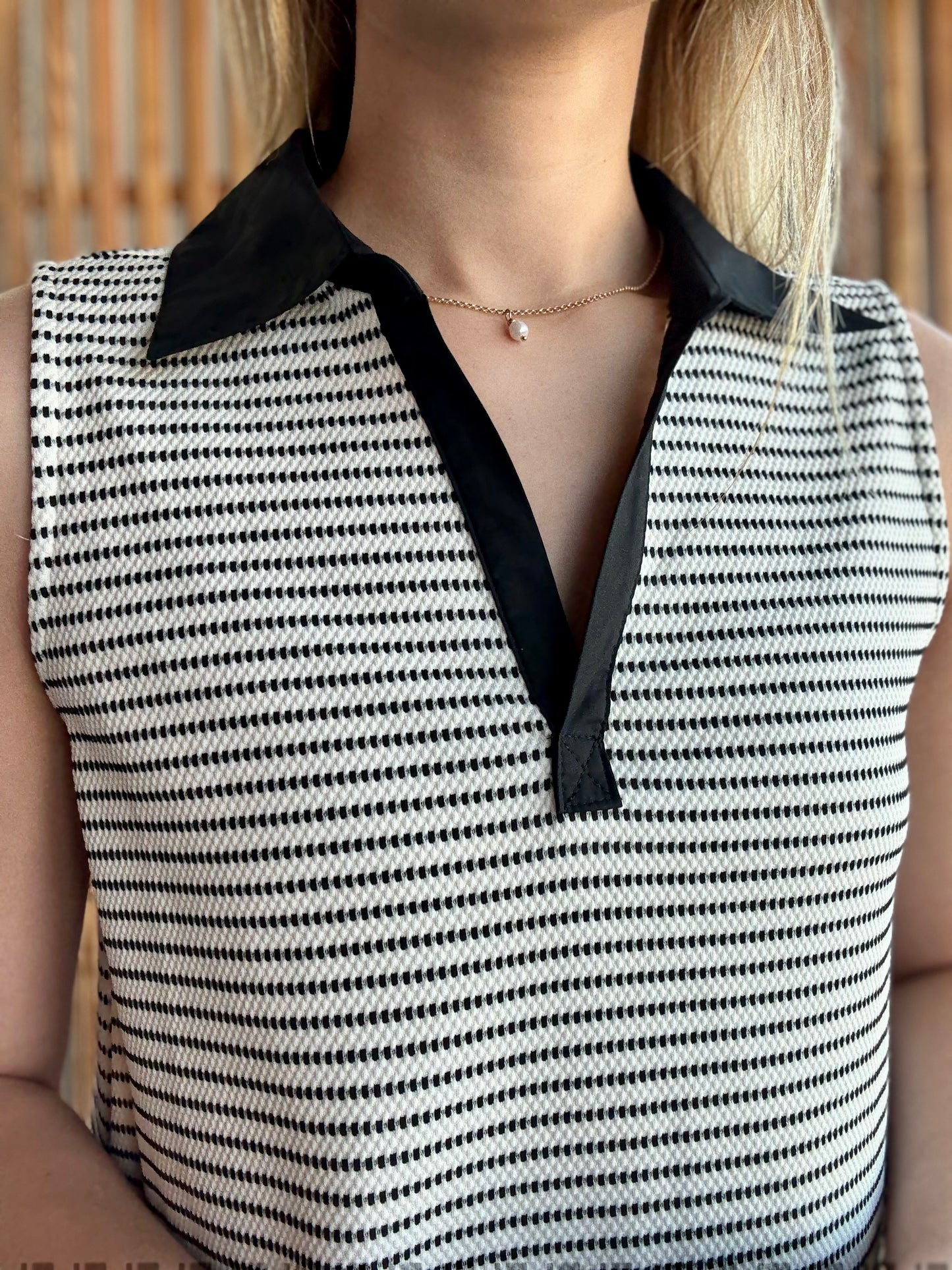 Black & White Striped Collared Dress