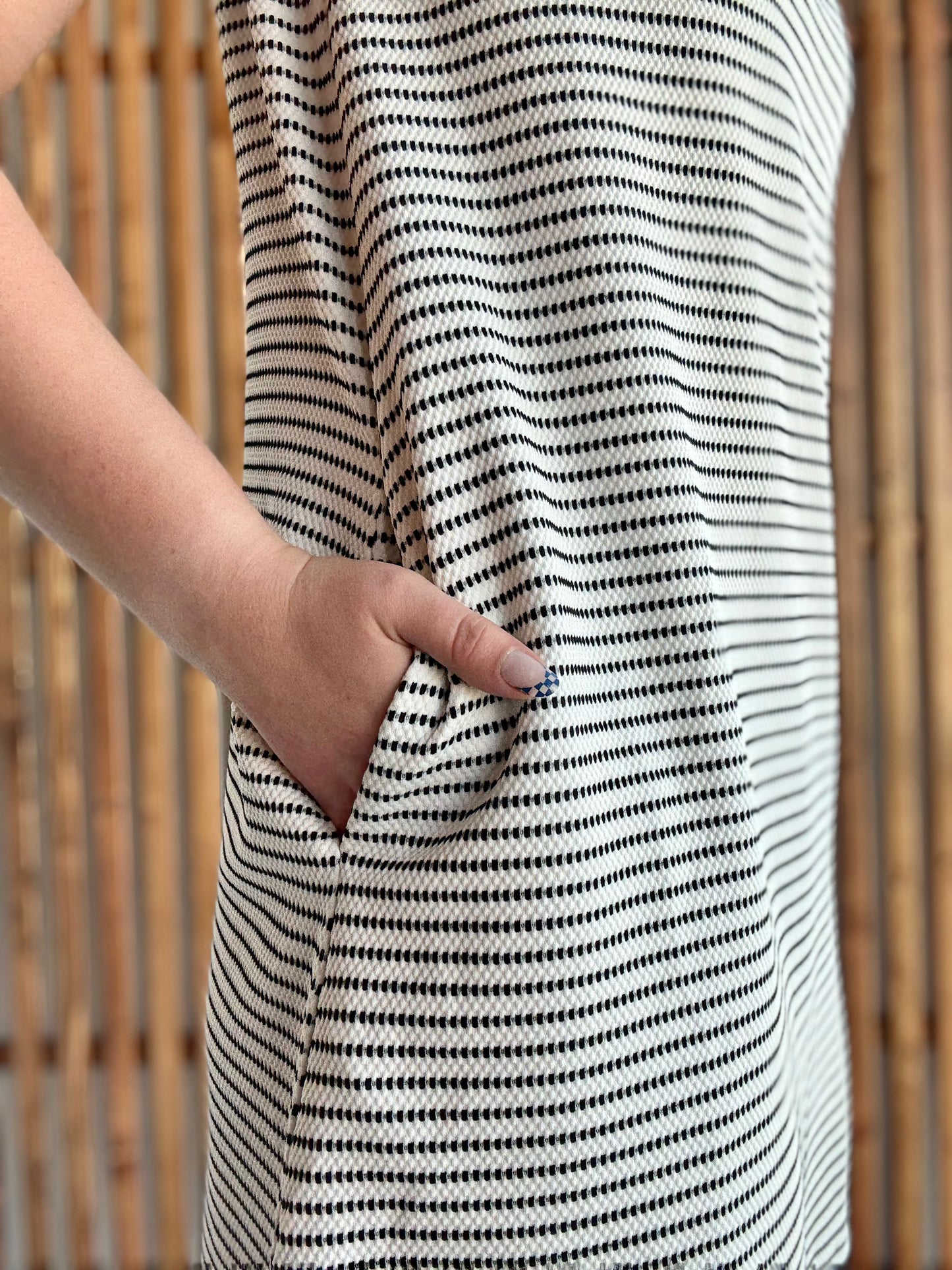 Black & White Striped Collared Dress