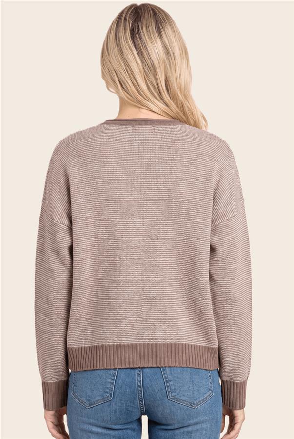 Multi Color Button Cardigan: Lt Mocha