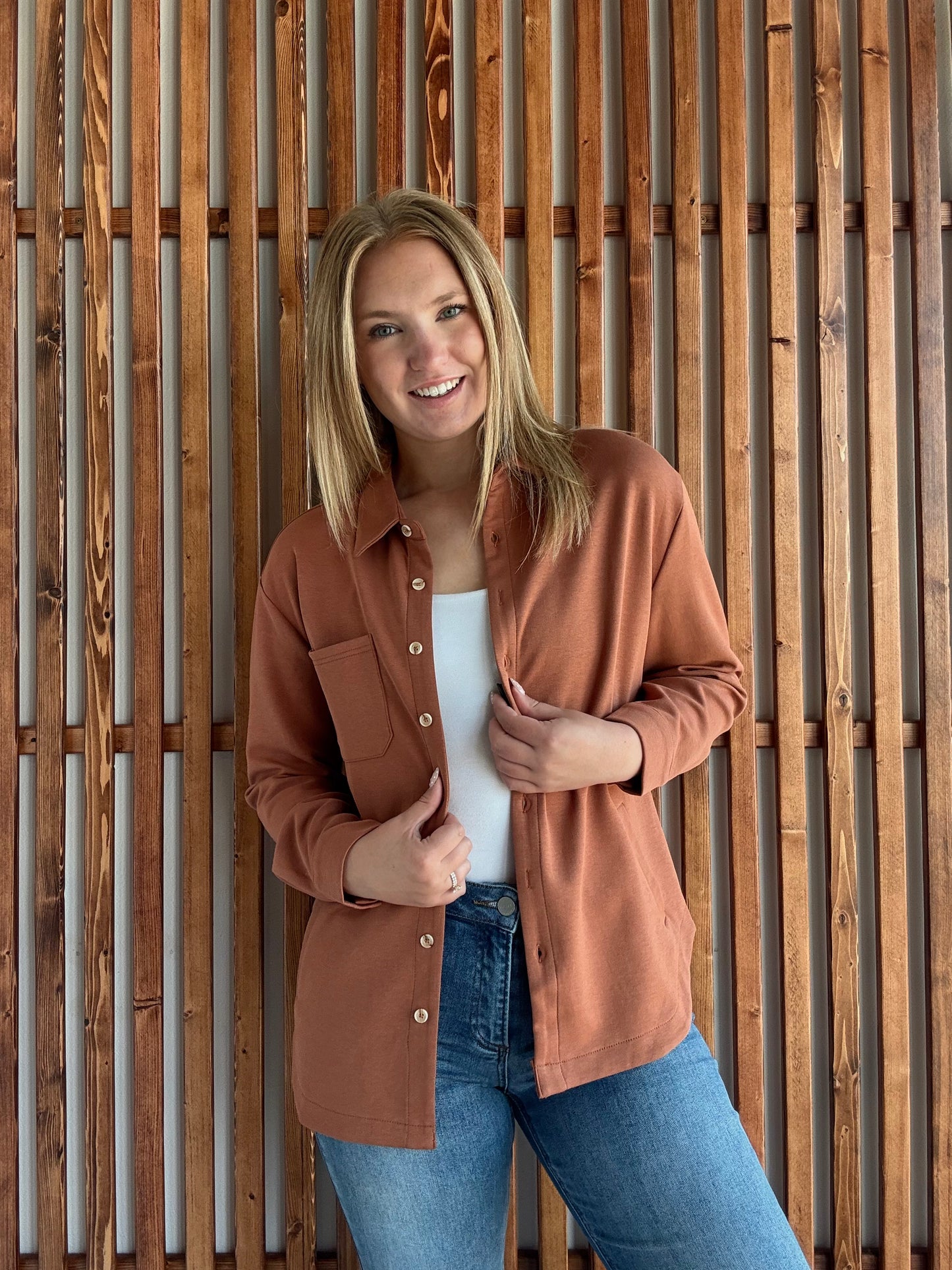 Luxeknit Oversized Shirt Jacket - Bronze