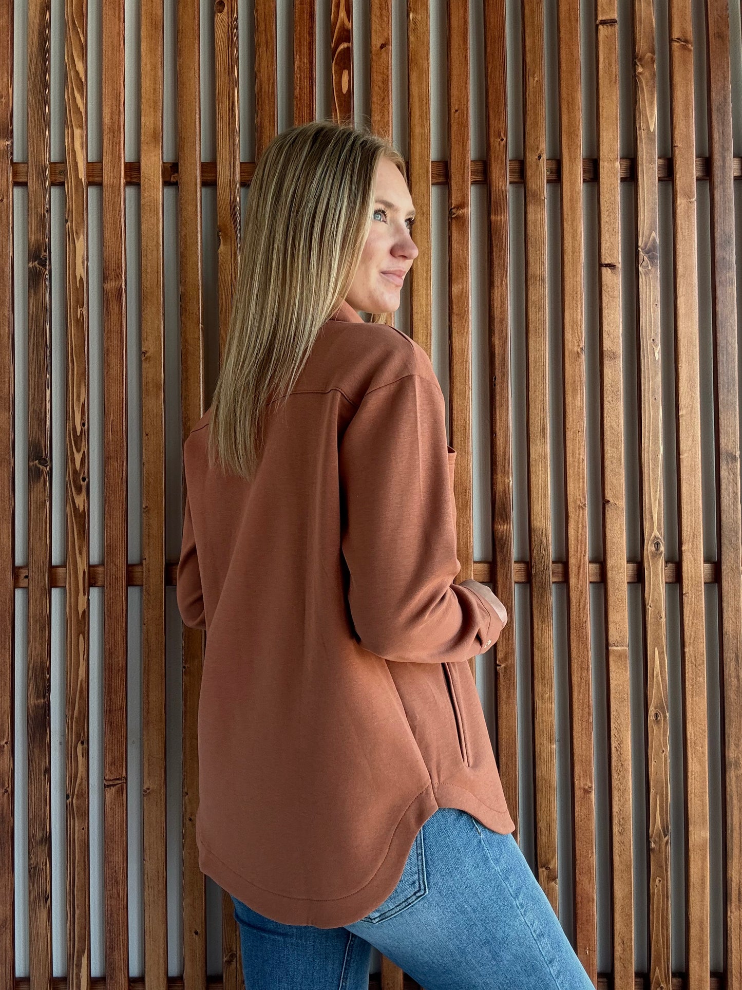 Luxeknit Oversized Shirt Jacket - Bronze