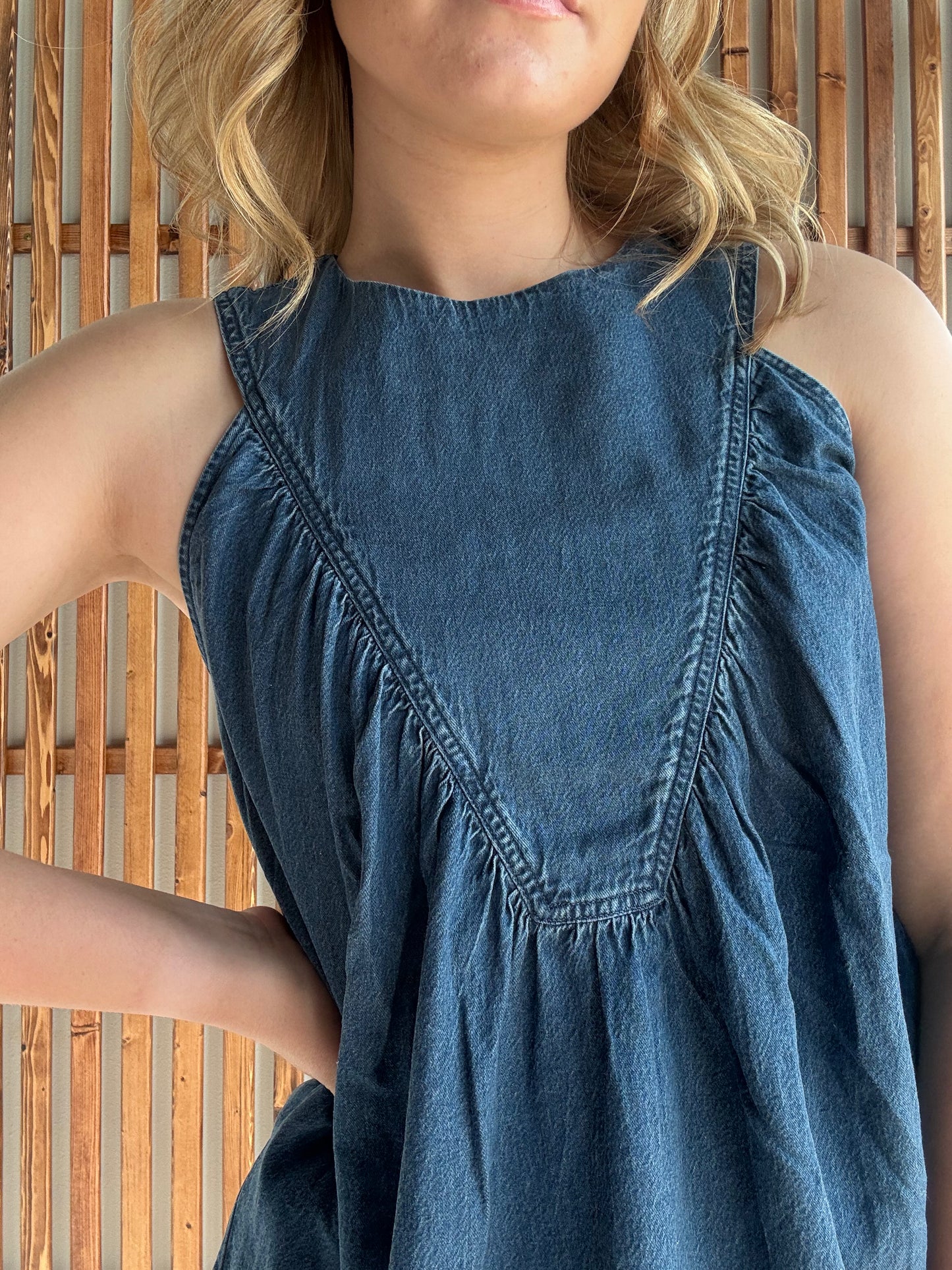 Tencel Chambray Shirred Swing Tank