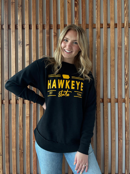 Hawkeye State Line Round Hem Sweatshirt