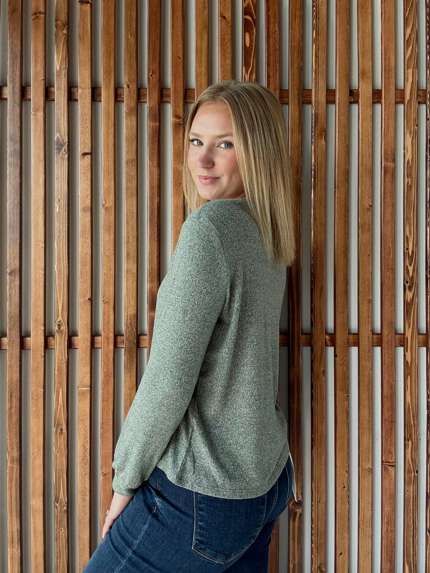 Soft Melange Long Sleeve - Dark Olive