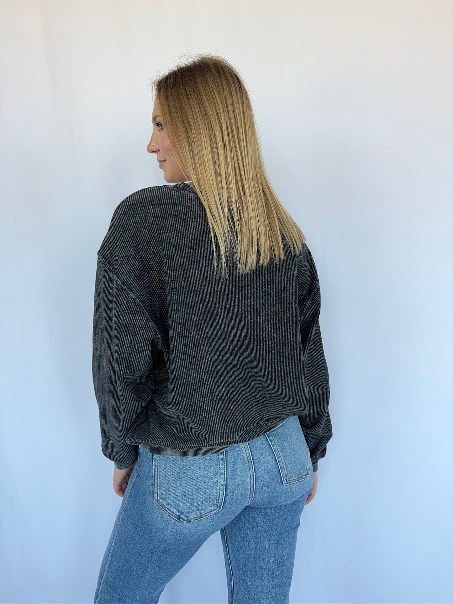Iowa Corded Crew - Black on Black