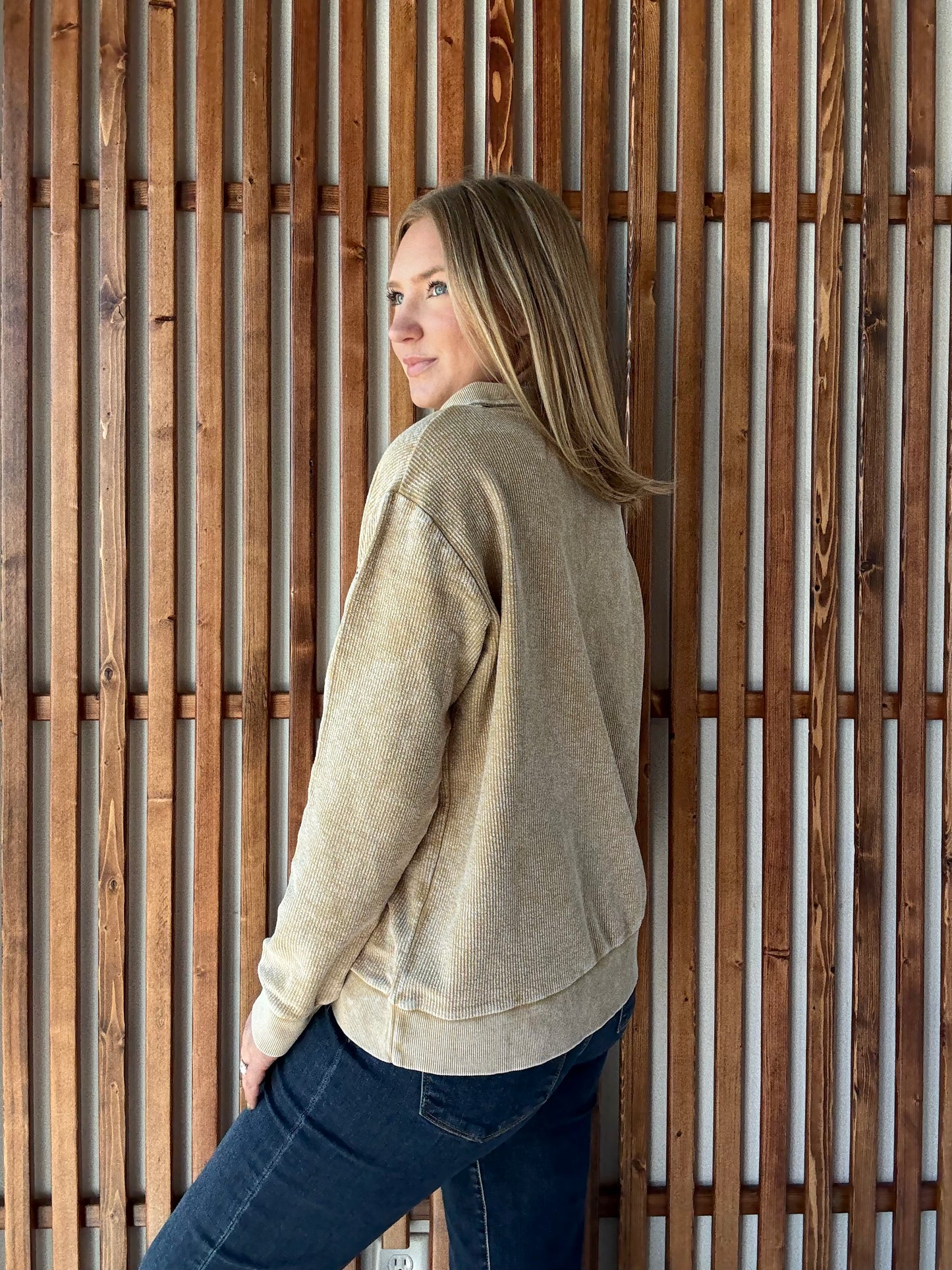 Ribbed 3/4 Zip Vintage Iowa Left Chest