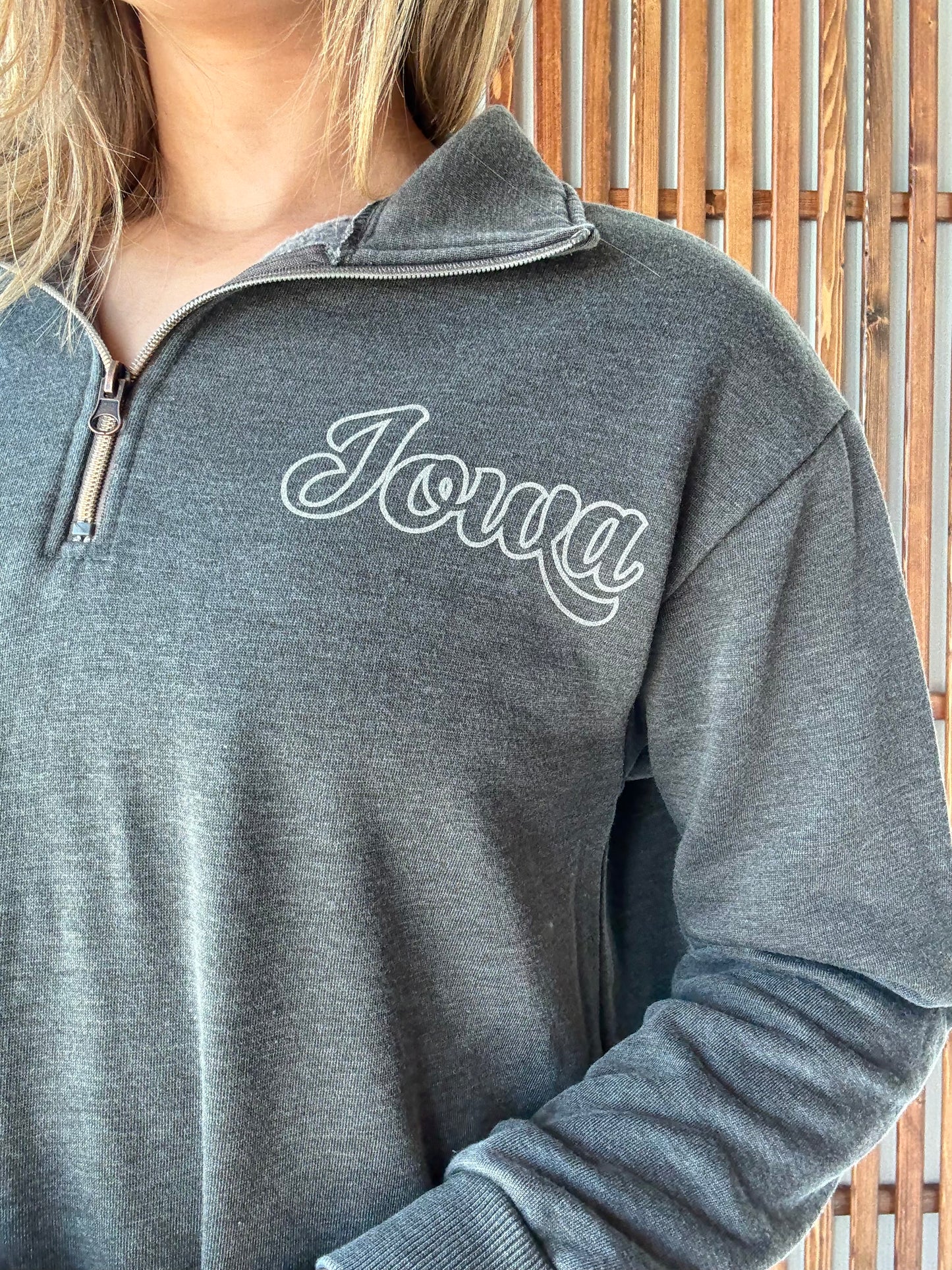 Round Hem Left Chest Iowa 3/4 Zip