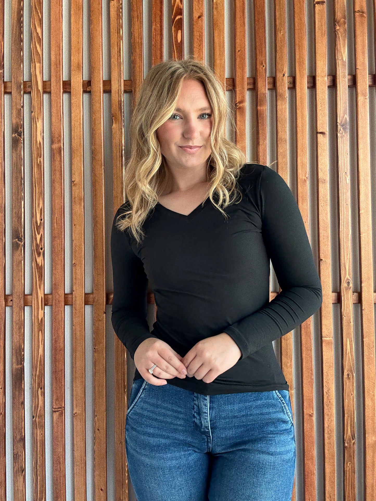 Butter Soft V-Neck Long Sleeve - Black