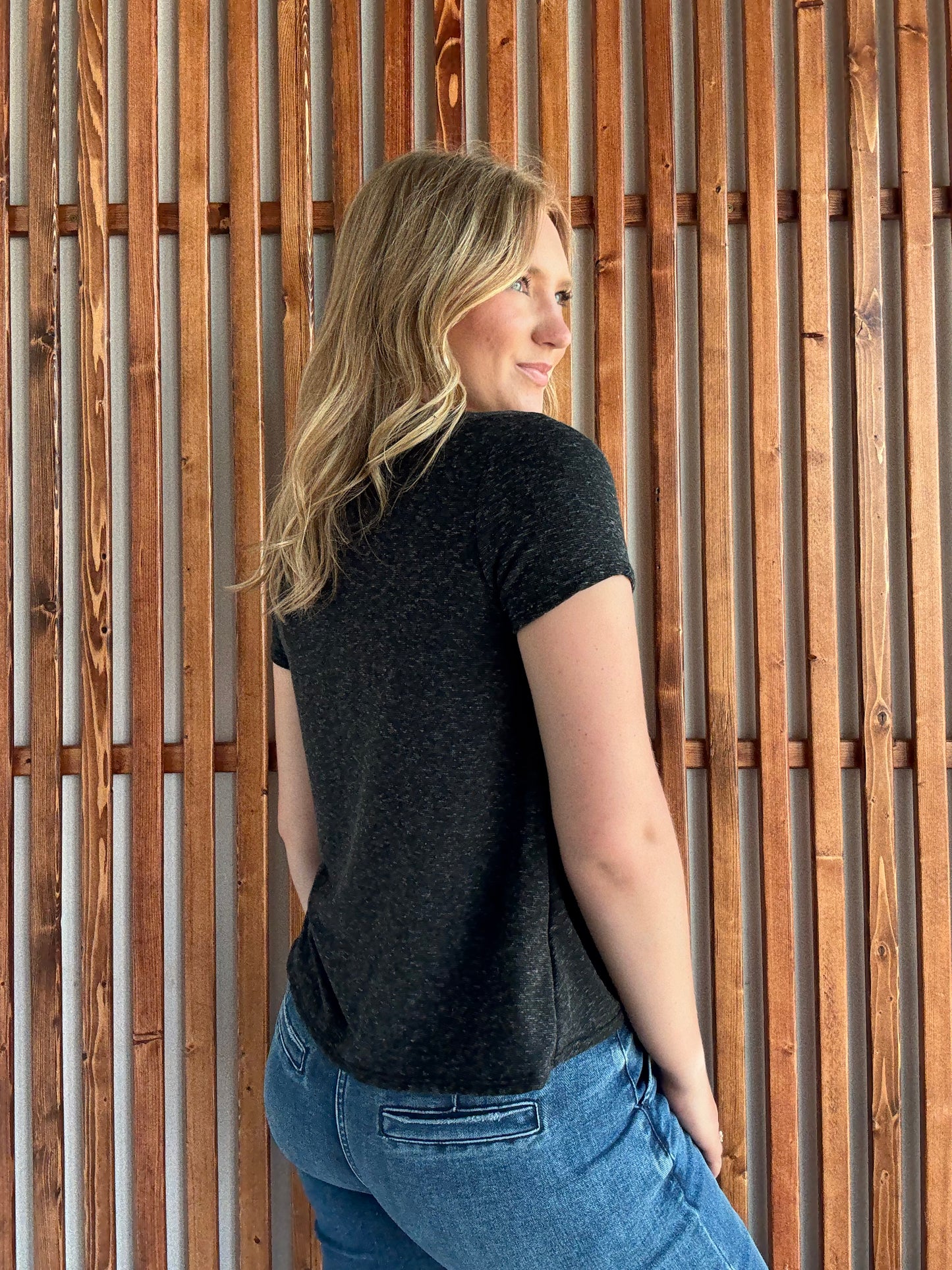 Front Twist Short Sleeve Top - Black