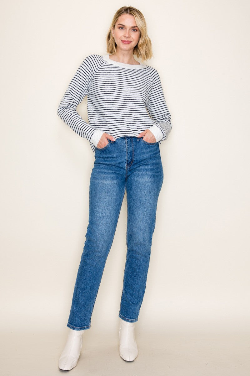 Navy Striped Pullover Sweater