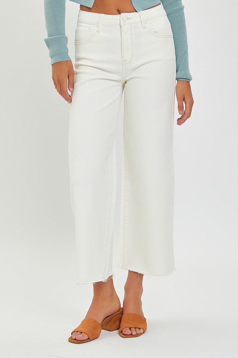 Lila Cream TC HR Crop Wide Leg Risen Jeans