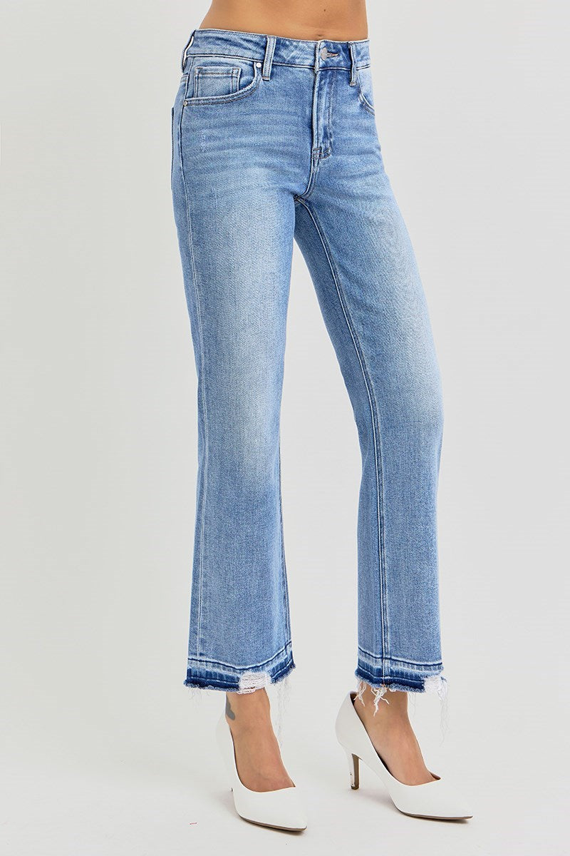 Zoe HR Distressed Shadow Hem Straight Risen Jeans