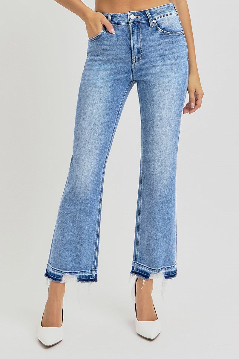 Zoe HR Distressed Shadow Hem Straight Risen Jeans