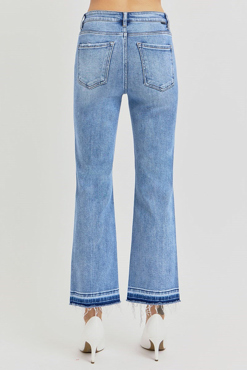 Zoe HR Distressed Shadow Hem Straight Risen Jeans