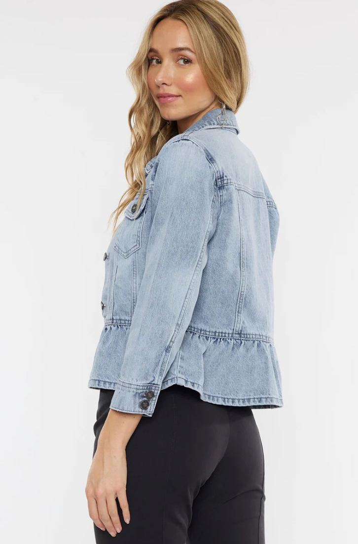 Light Wash Denim Peplum Jacket