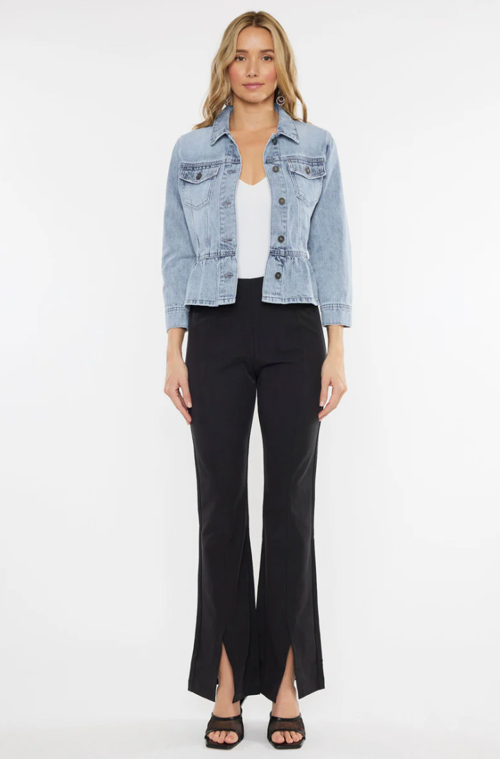 Light Wash Denim Peplum Jacket