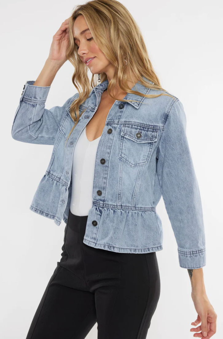 Light Wash Denim Peplum Jacket