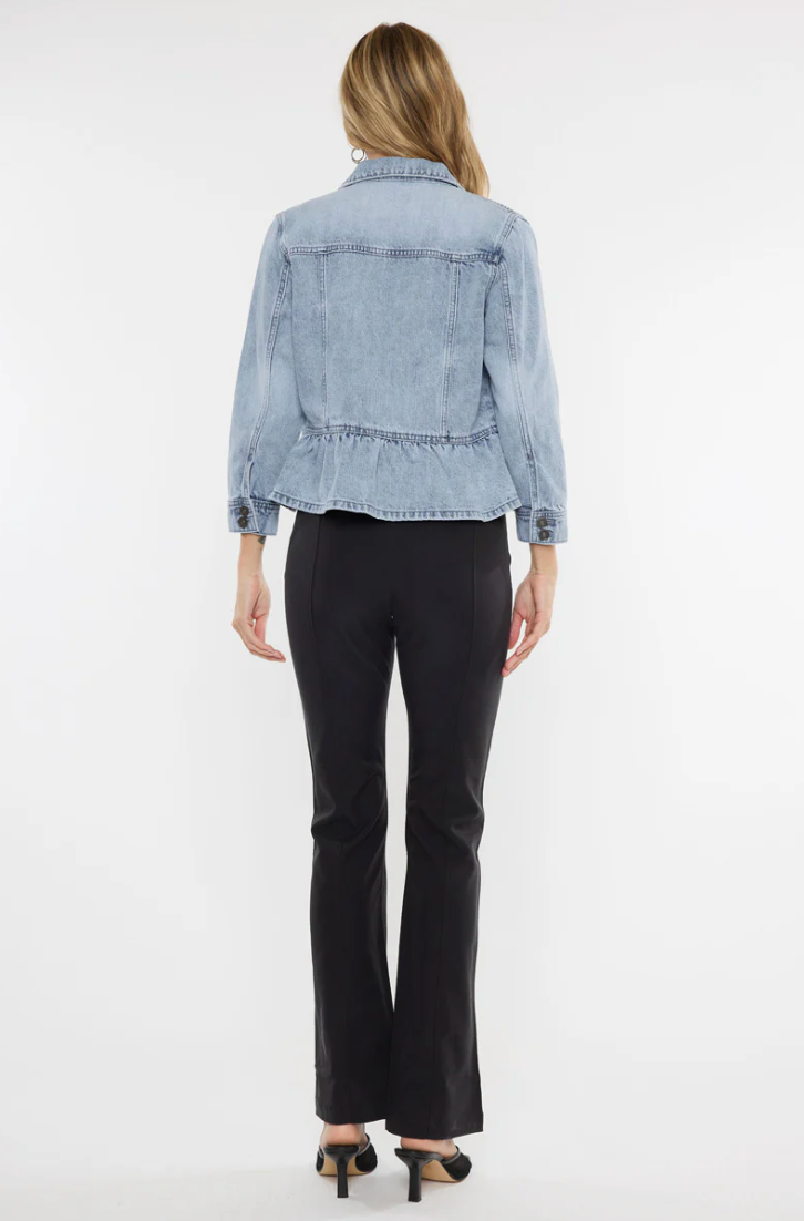 Light Wash Denim Peplum Jacket