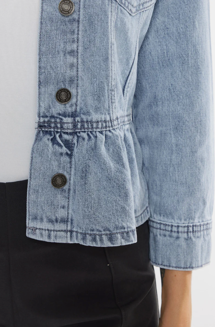 Light Wash Denim Peplum Jacket