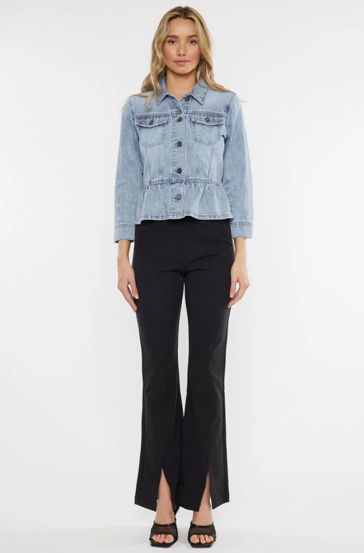 Light Wash Denim Peplum Jacket