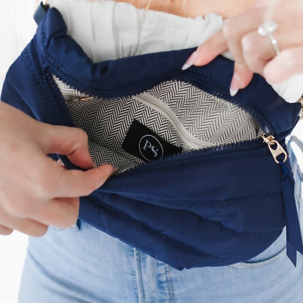 Jolie Puffer Belt Bag: Navy - FINAL SALE