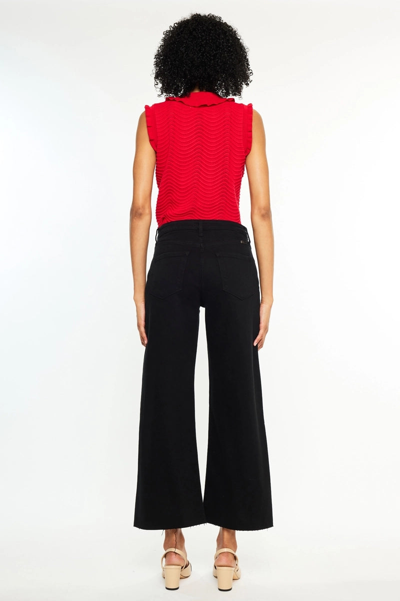 Eve Black HR Crop Wide Leg KanCan Jeans