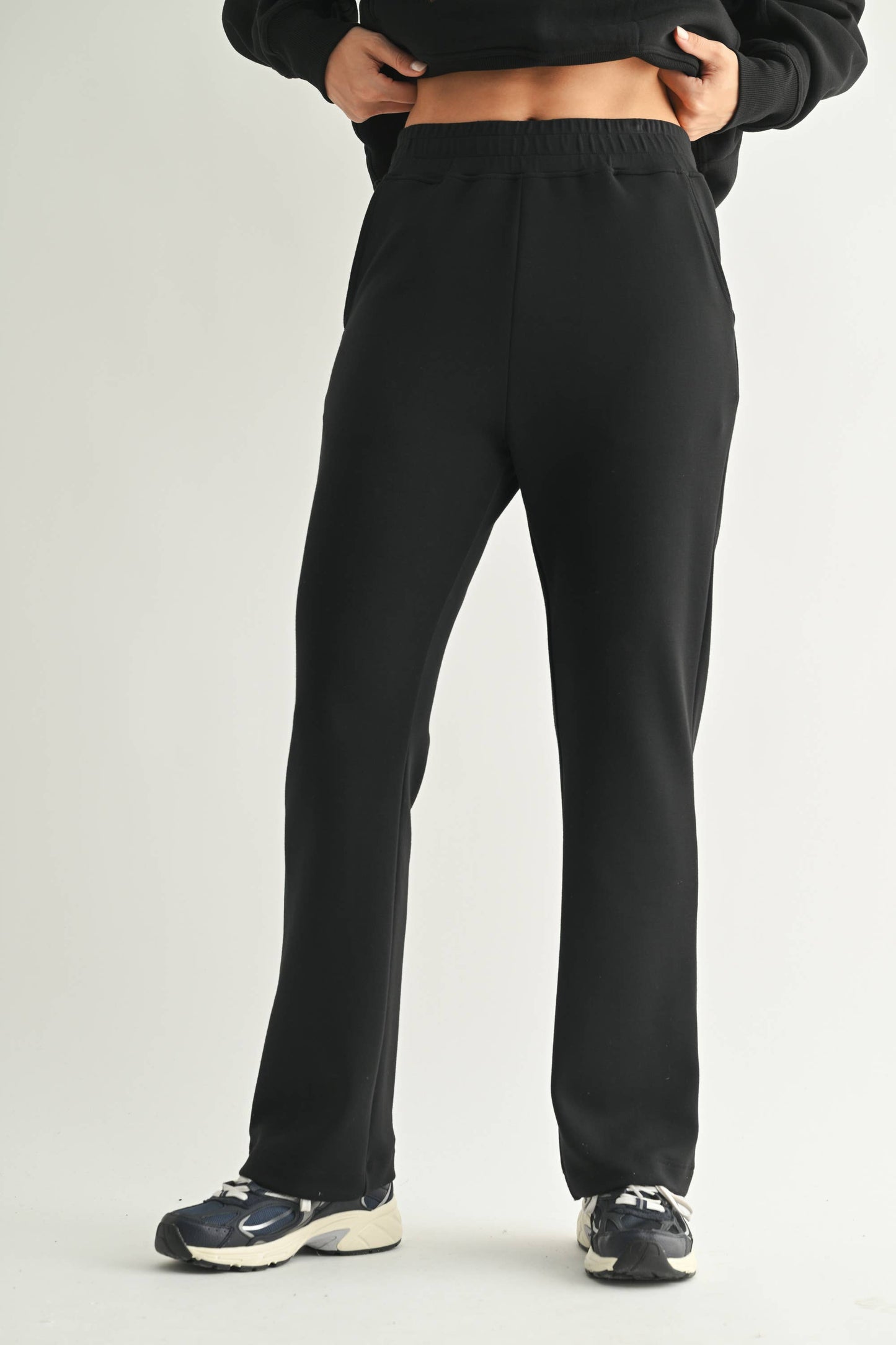 Modal Blend High-Waist Pants - Black