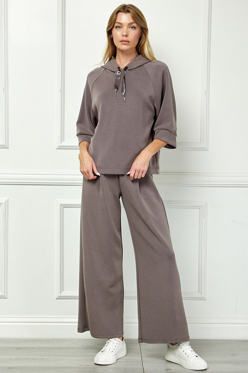Wide-leg Pants With Drawstring Waist - Mocha