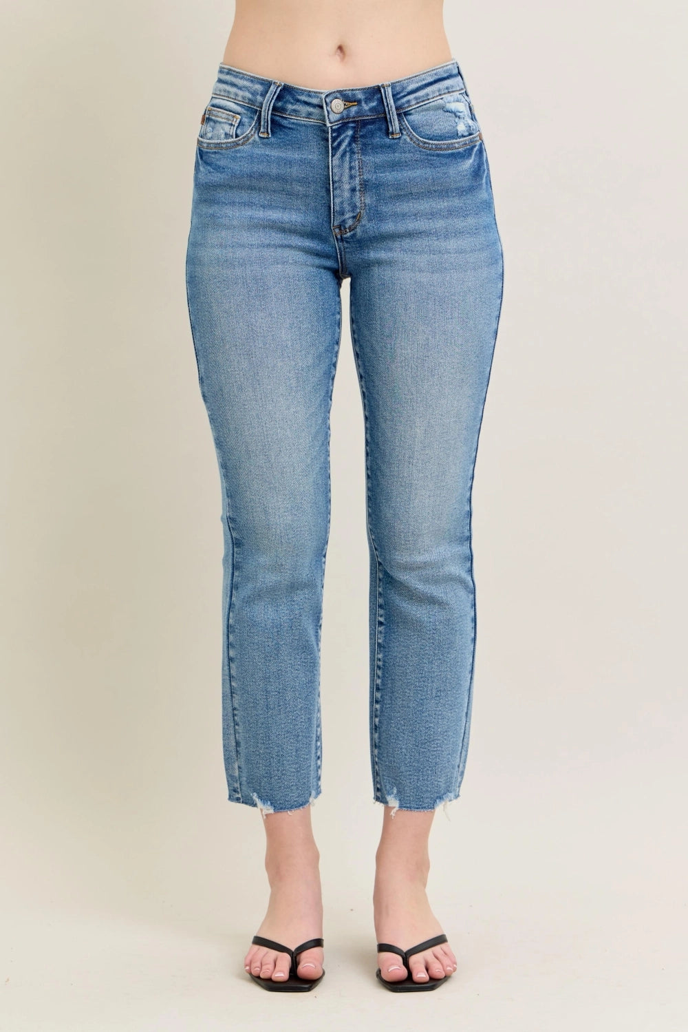 Eden MR Vintage Wash Destroy Hem Kick Flare Judy Blue Jeans