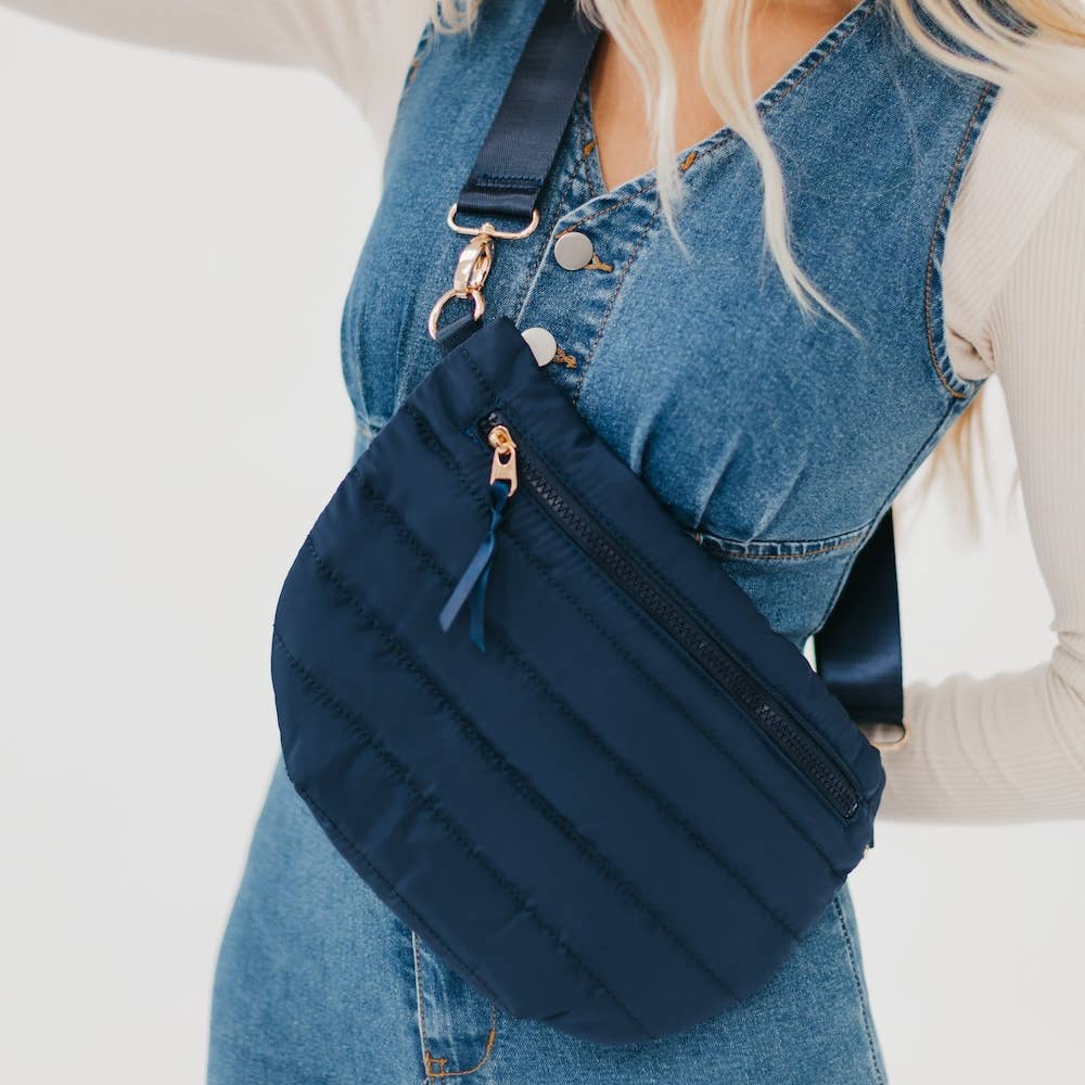 Jolie Puffer Belt Bag: Navy - FINAL SALE