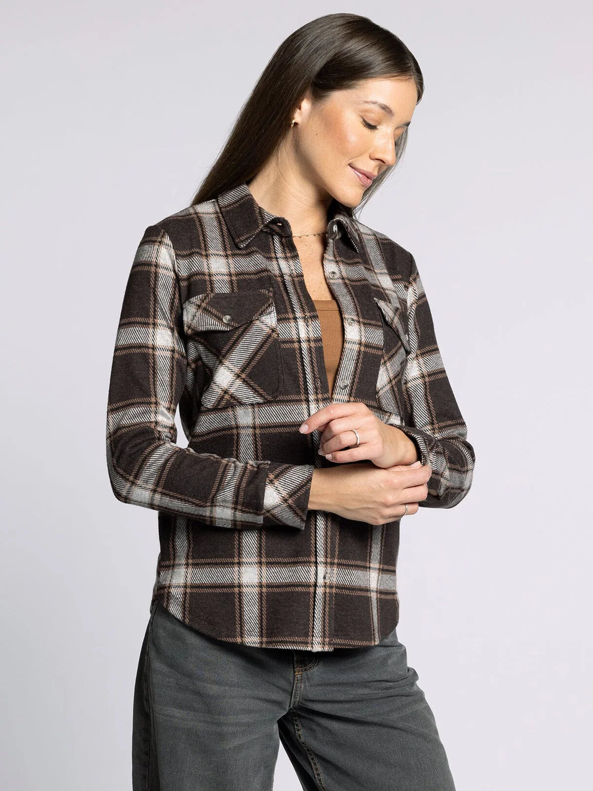 Cassian Shirt - Coffee Ivory Plaid