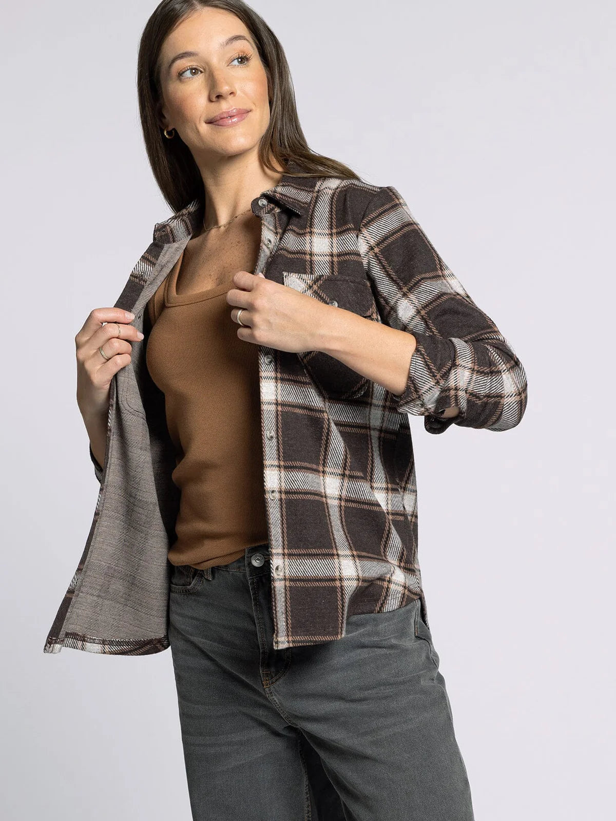 Cassian Shirt - Coffee Ivory Plaid
