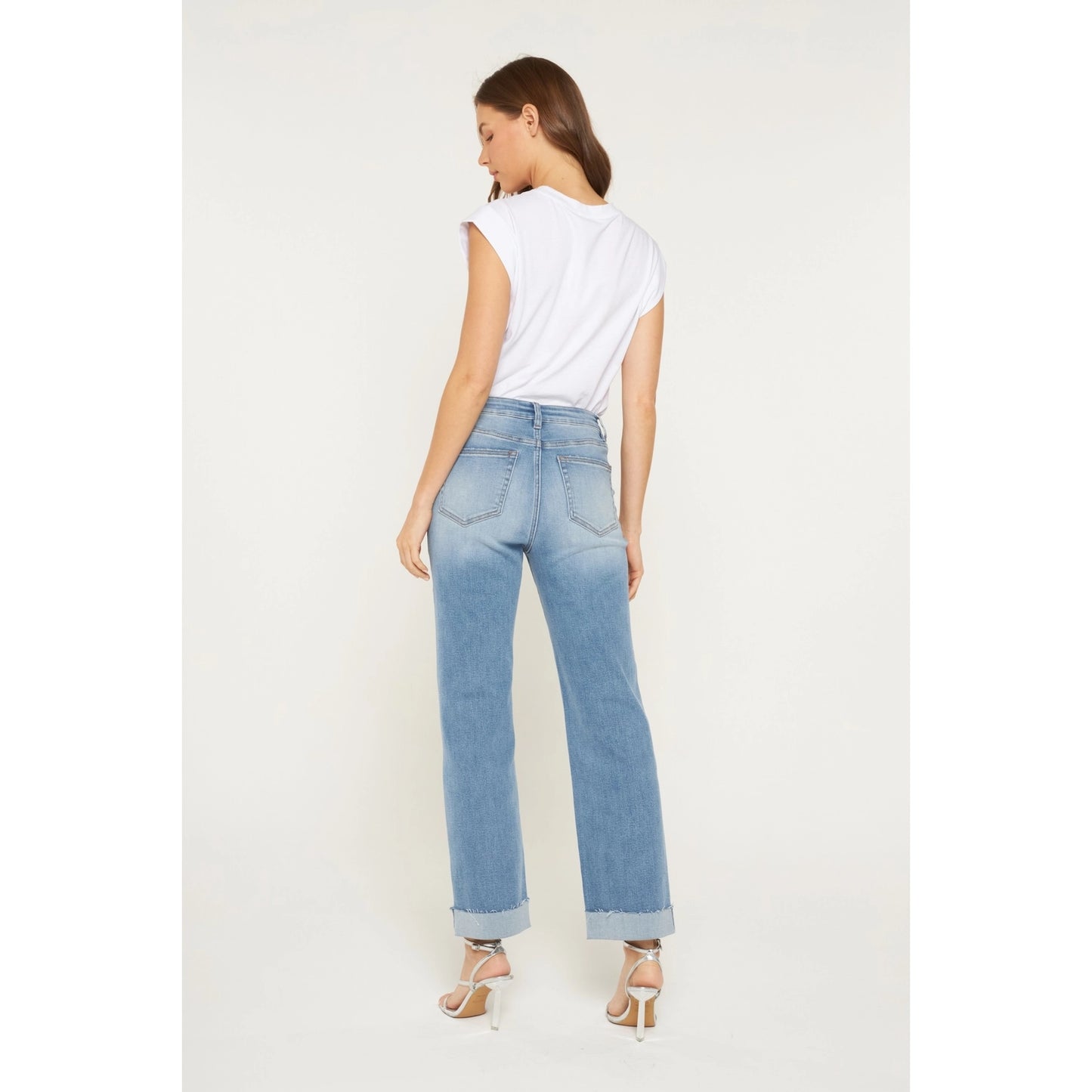 Shea HR Straight Leg Cuffed Hem Mica Jeans