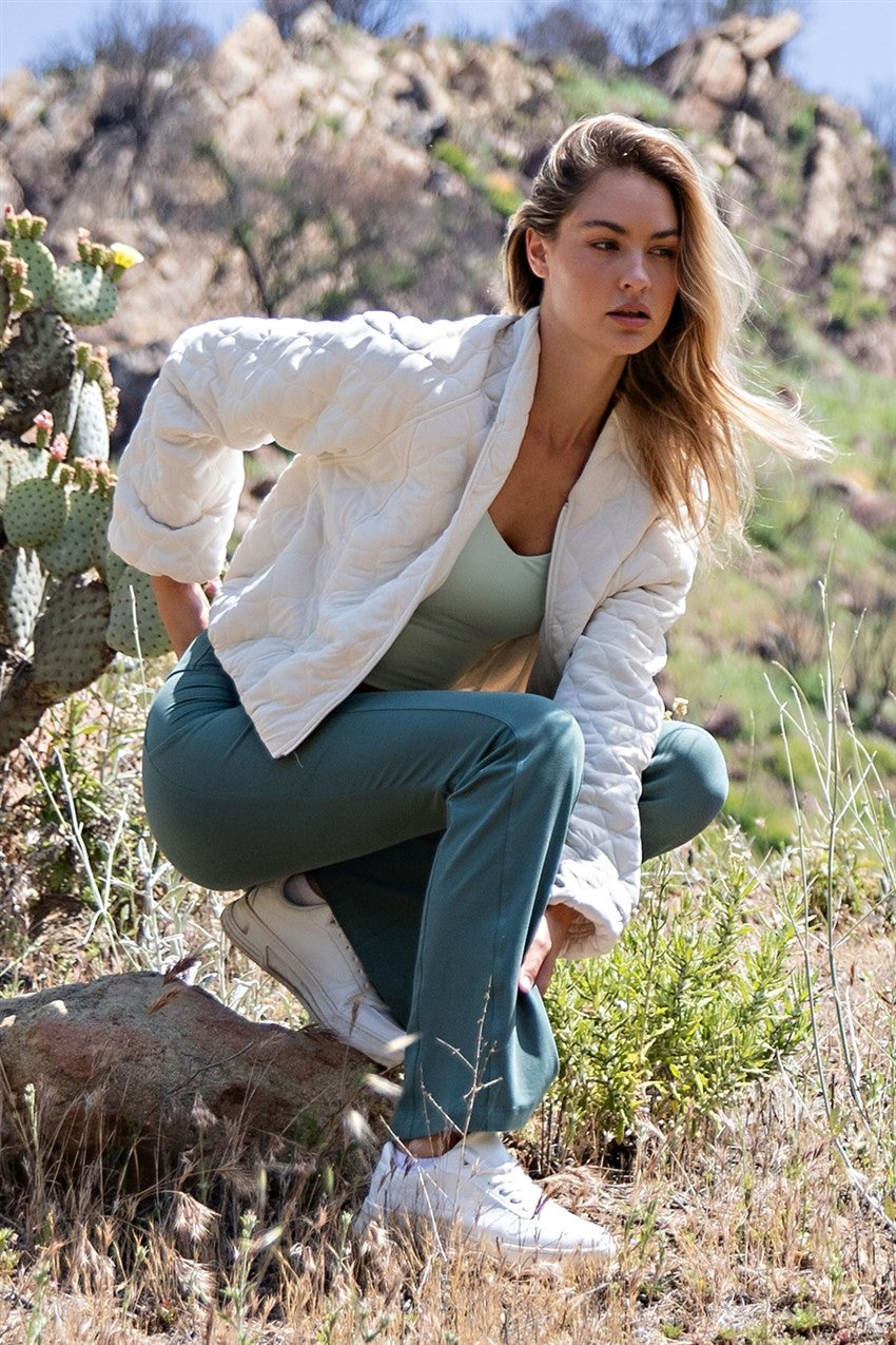 Bone Quilted Bomber Jacket