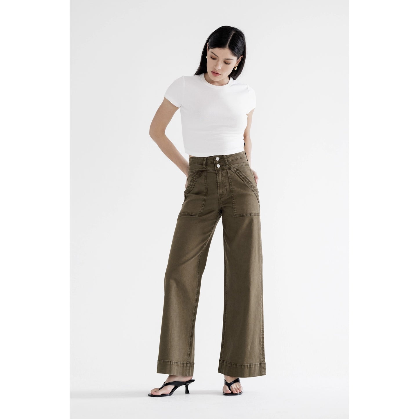 Fern Super High Double Waistband Wide Leg Mica Jeans