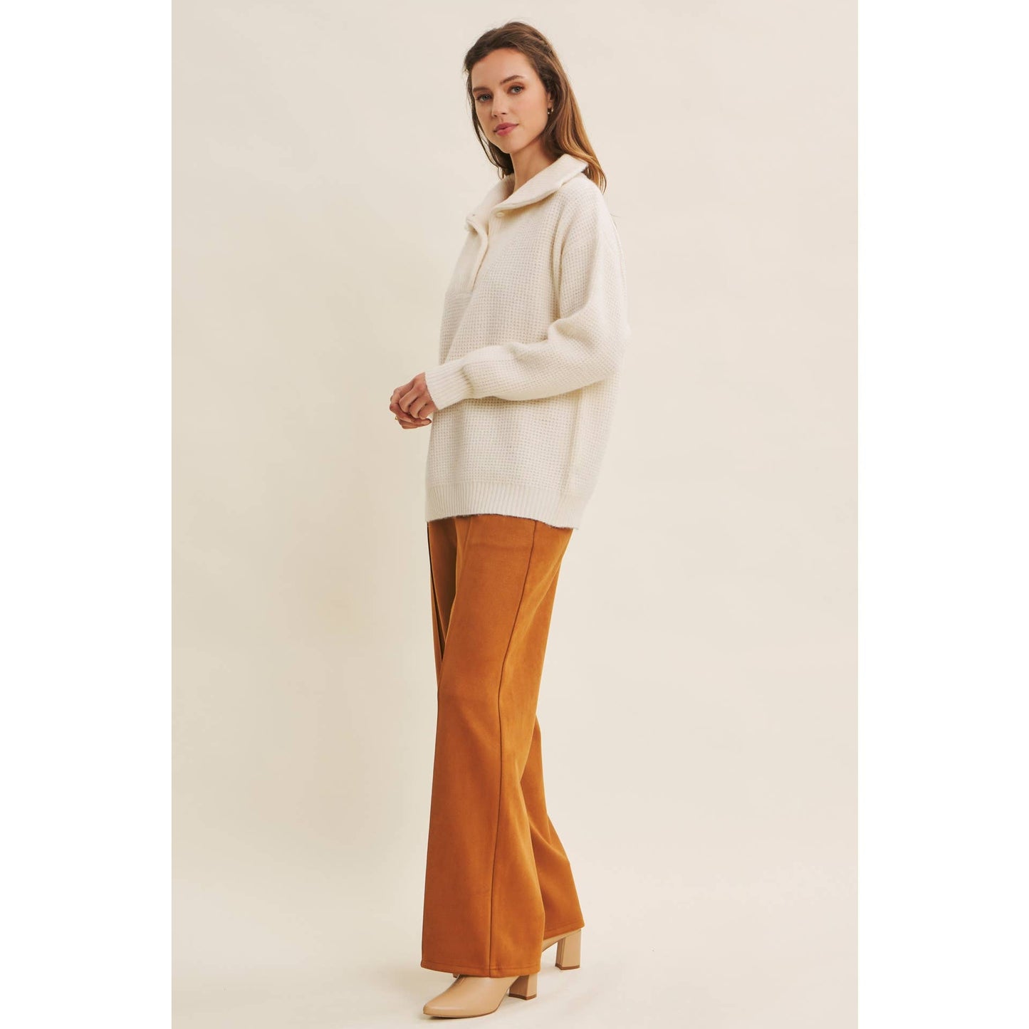 Essential Wool Waffle Knit Pullover - Cream