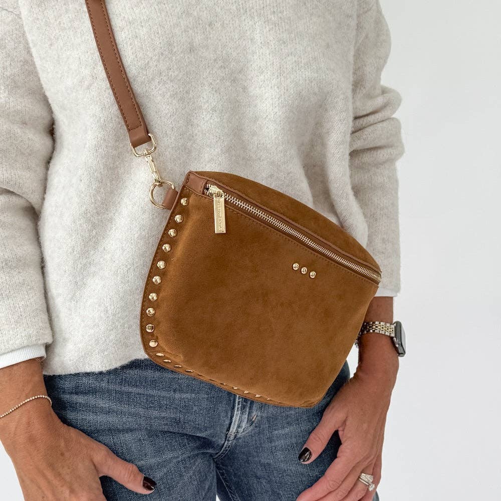 Sabrina Studded Suede Bum Bag - Camel