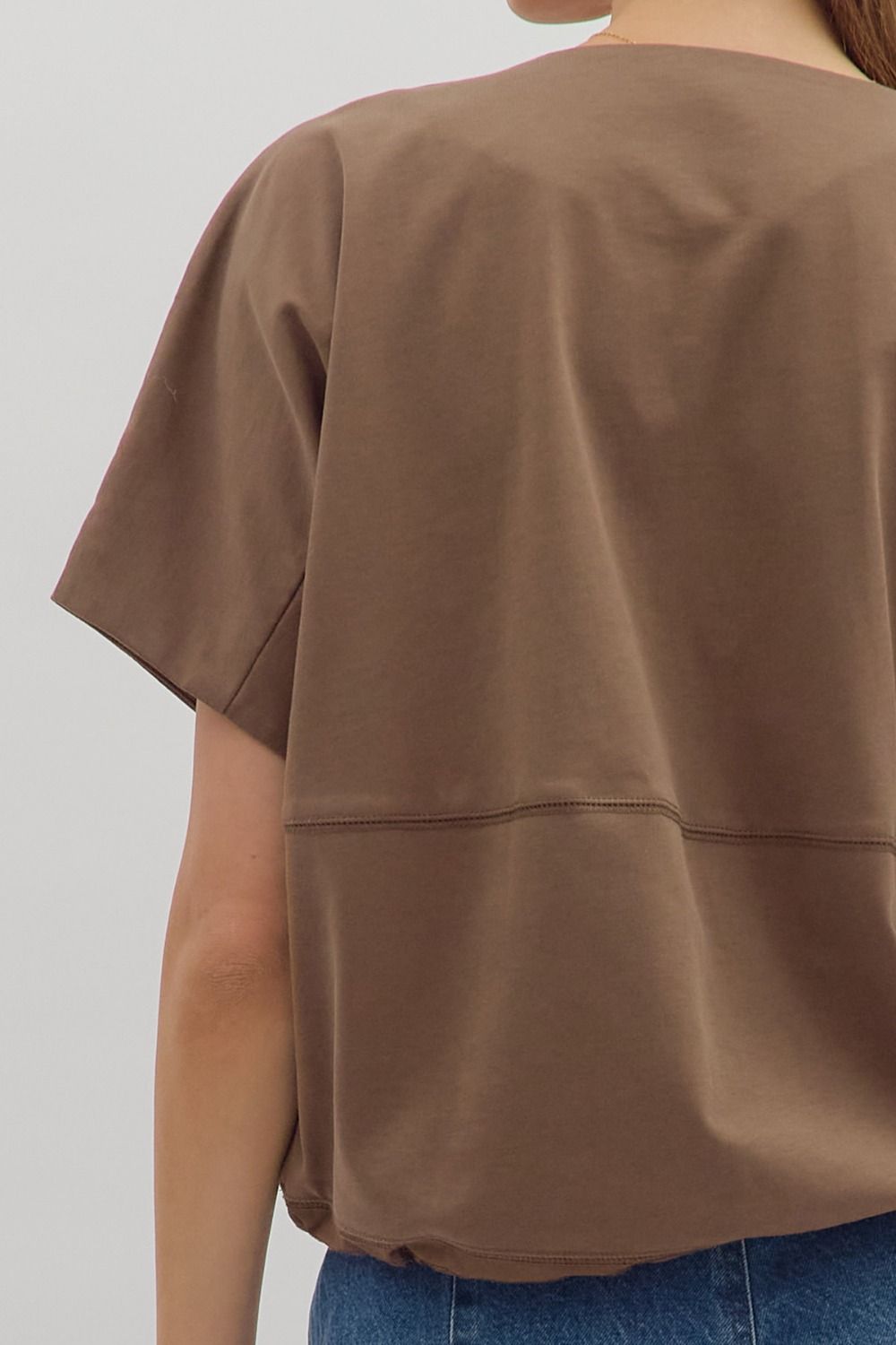 Adjustable Drawstring Short Sleeve - Coffee