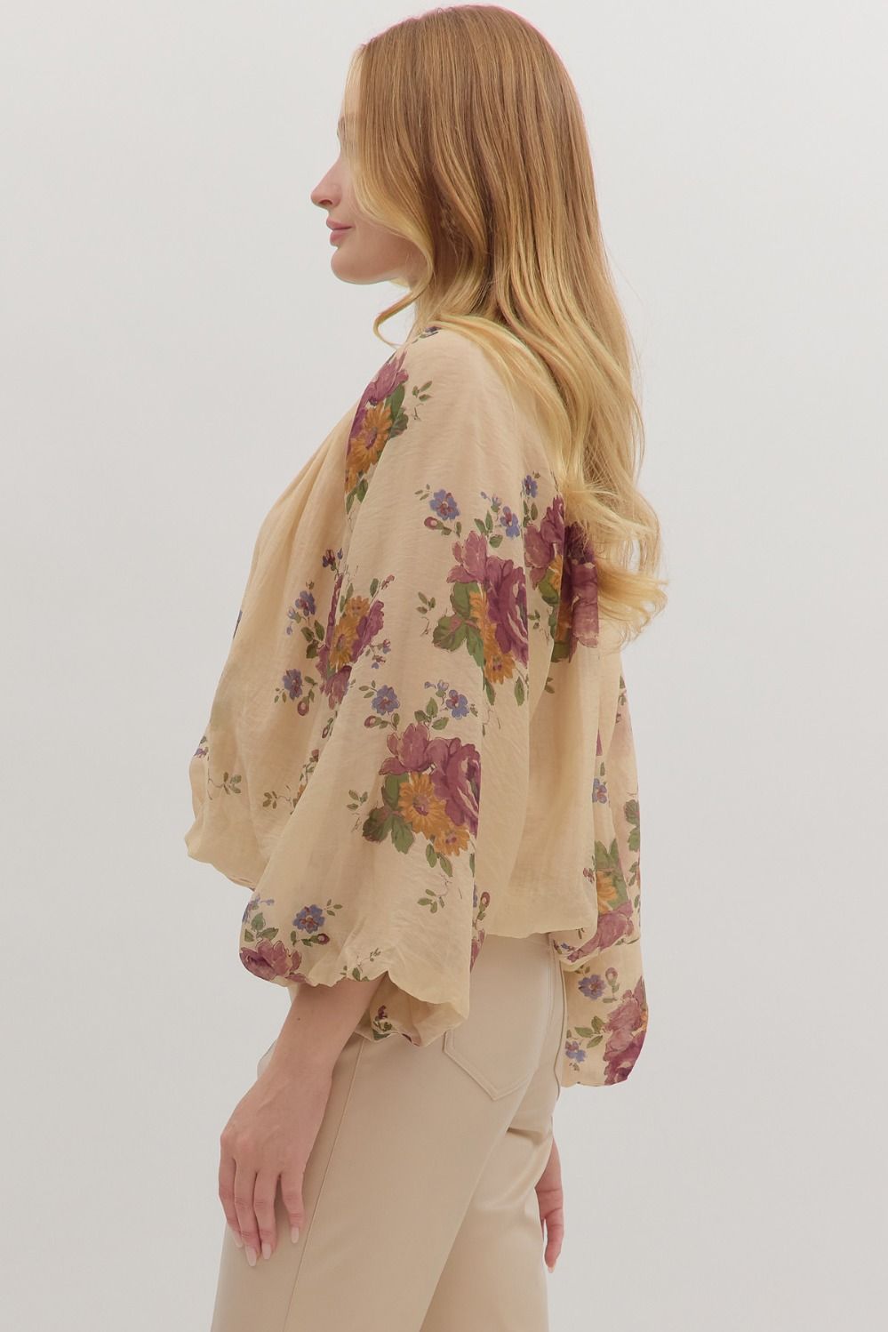 Floral Whispers Puff Long Sleeve - Ecru