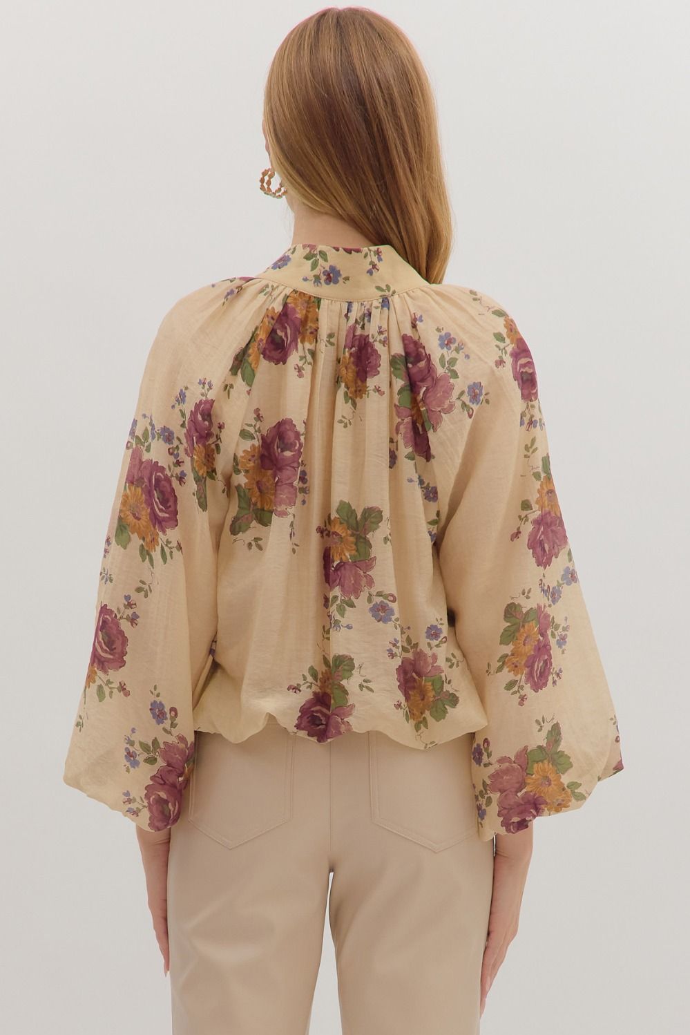 Floral Whispers Puff Long Sleeve - Ecru
