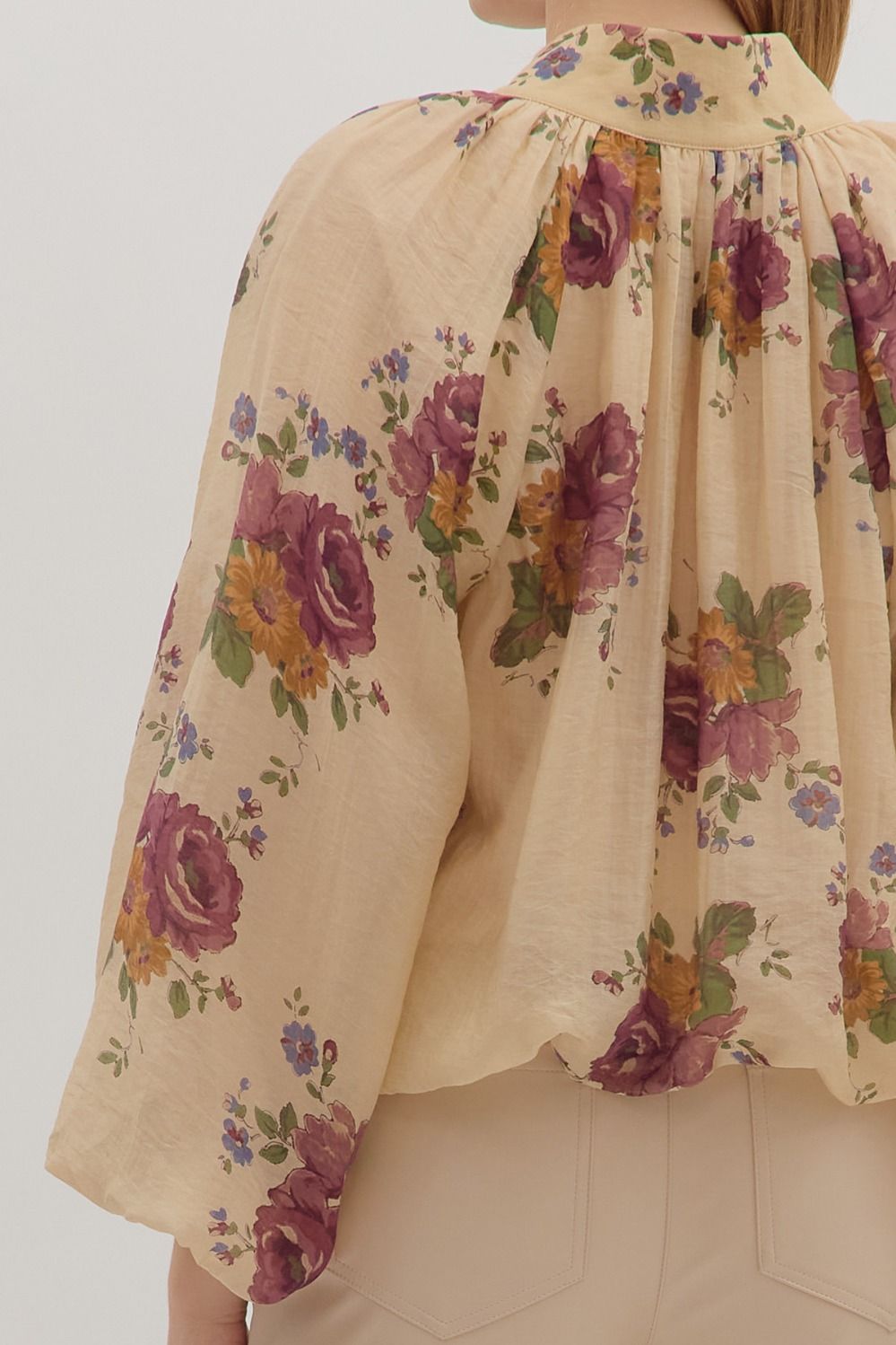 Floral Whispers Puff Long Sleeve - Ecru