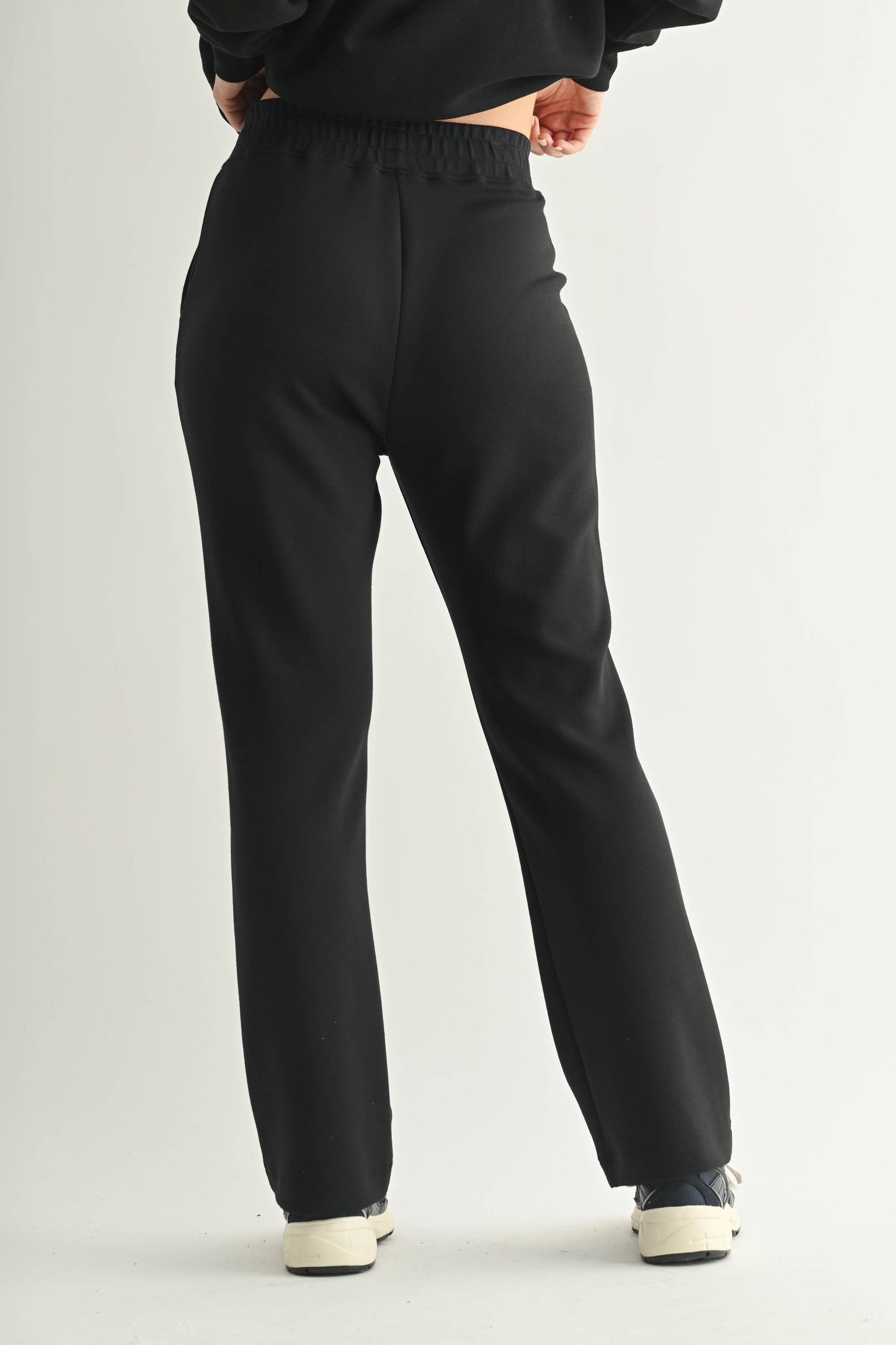 Modal Blend High-Waist Pants - Black